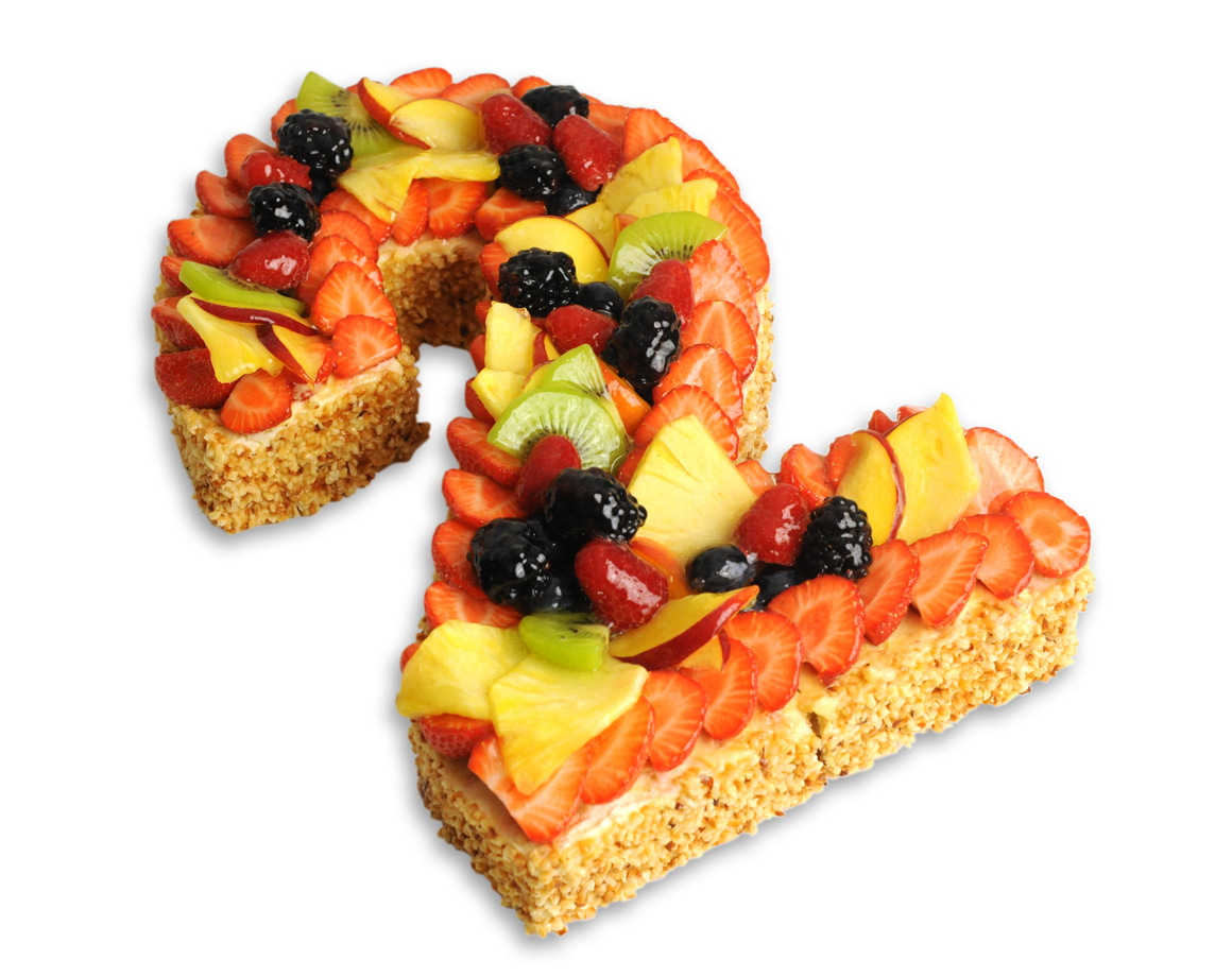 Torta Frutta o Fragola Pan di Spagna a forma di numero